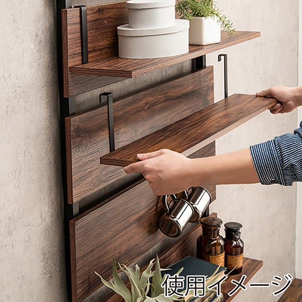 萩原 突っ張り式ウォールラック 追加棚 幅80cm 2枚組 ブラウン×ブラック KTR-3142-T80BB 1セット(ご注文単位1セット)【直送品】