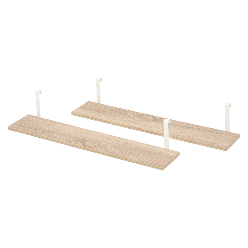 萩原 突っ張り式ウォールラック 追加棚 幅80cm 2枚組 ナチュラル×ホワイト KTR-3142-T80NW 1セット(ご注文単位1セット)【直送品】