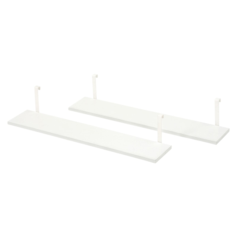 萩原 突っ張り式ウォールラック 追加棚 幅80cm 2枚組 ホワイト×ホワイト KTR-3142-T80WH 1セット(ご注文単位1セット)【直送品】