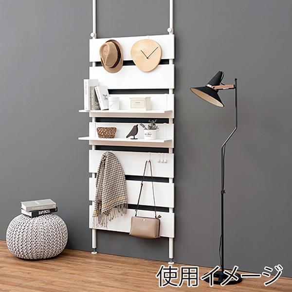 萩原 突っ張り式ウォールラック　追加棚　幅80cm 2枚組　ホワイト×ホワイト KTR-3142-T80WH 1セット（ご注文単位1セット）【直送品】