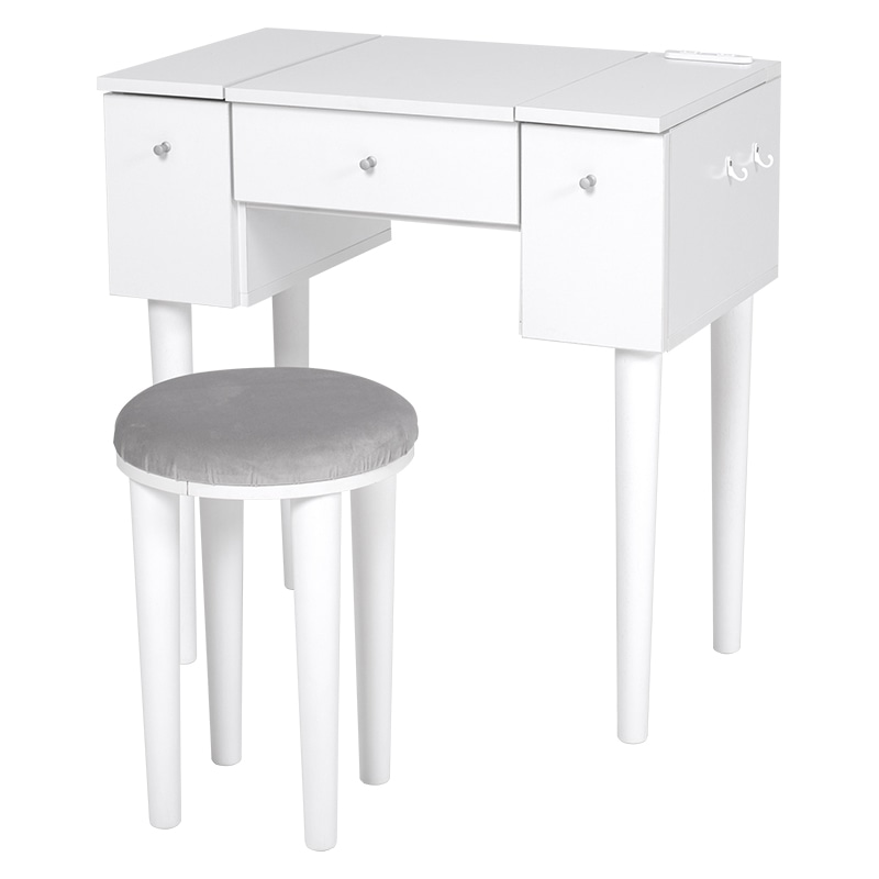 萩原 ドレッサー スツール付 幅69cm ホワイト MD-6588WH 1台(ご注文単位1台)【直送品】