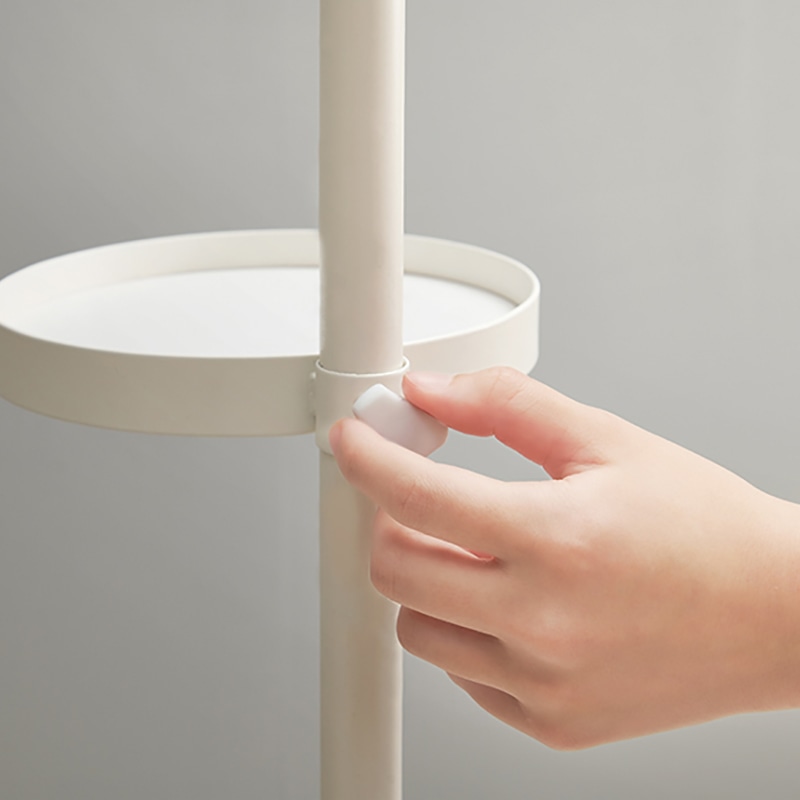 萩原 突っ張りラック 棒&パーツ6点セット 丸型 ホワイト×ホワイト KTR-3116-WH 1セット(ご注文単位1セット)【直送品】