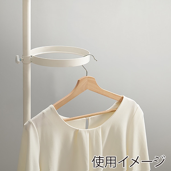 萩原 突っ張りラック 棒&パーツ6点セット 丸型 ホワイト×ホワイト KTR-3116-WH 1セット(ご注文単位1セット)【直送品】