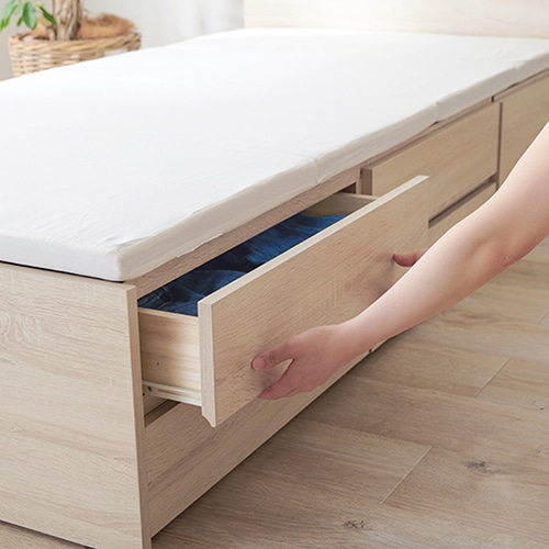 萩原 チェスト付ベッド ナチュラルウオッシュ KB-3059SNS 1台(ご注文単位1台)【直送品】