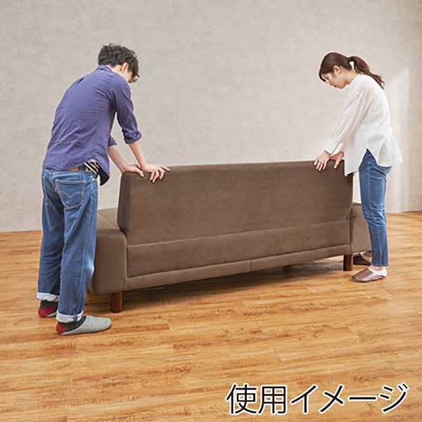 萩原 ごろ寝ソファ 3人掛け クッション付 ブラウン ニール3P-BR 1台(ご注文単位1台)【直送品】