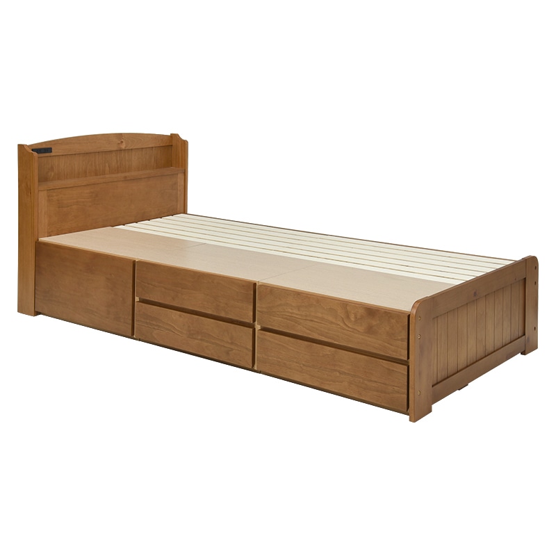 萩原 チェスト付きベッド 宮棚付 シングル ライトブラウン MB-5059S-LBR-R 1台(ご注文単位1台)【直送品】