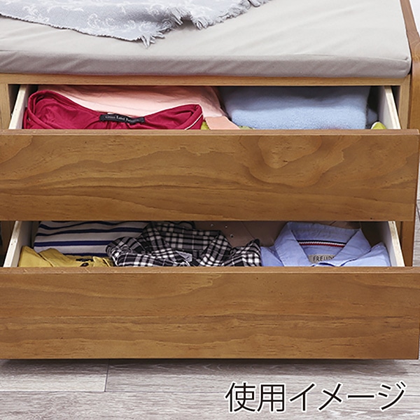 萩原 チェスト付きベッド 宮棚付 シングル ライトブラウン MB-5059S-LBR-R 1台(ご注文単位1台)【直送品】