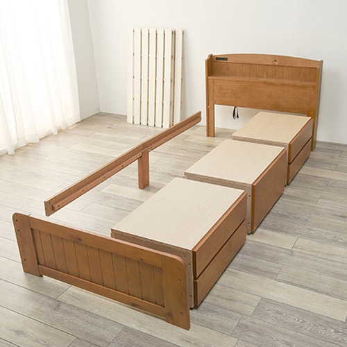 萩原 チェスト付きベッド 宮棚付 シングル ライトブラウン MB-5059S-LBR-R 1台(ご注文単位1台)【直送品】