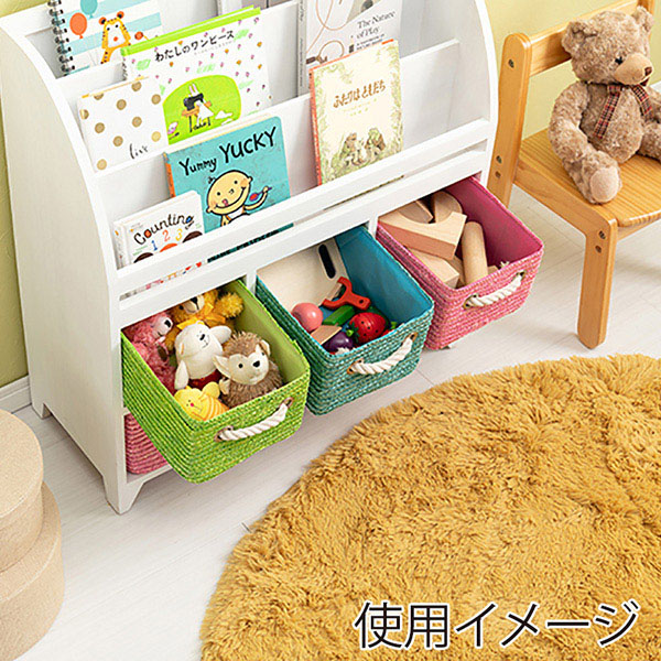 萩原 カラフルブックラック　　幅69cm アンティークホワイト MCC-6016AW 1台（ご注文単位1台）【直送品】