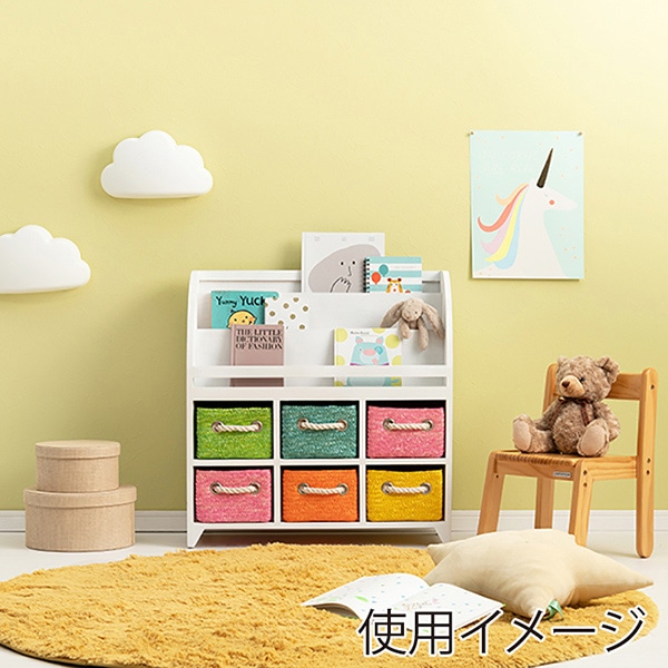 萩原 カラフルブックラック　　幅69cm アンティークホワイト MCC-6016AW 1台（ご注文単位1台）【直送品】