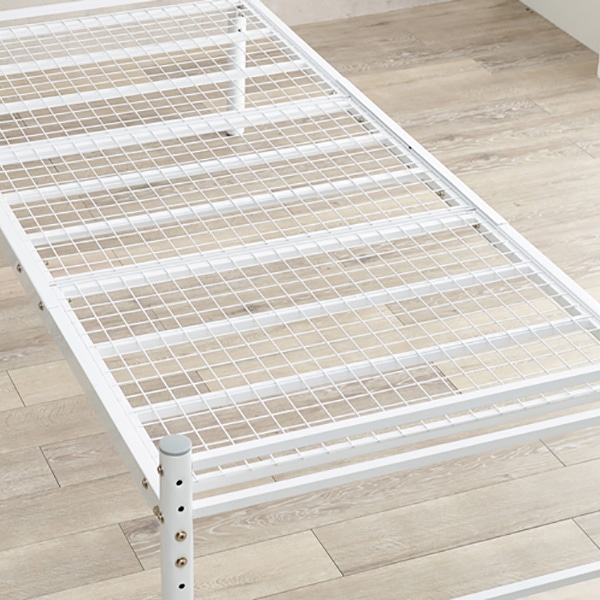 萩原 パイプベッド　シングルロング　宮棚付 ホワイト KH-3961S-WH 1台（ご注文単位1台）【直送品】