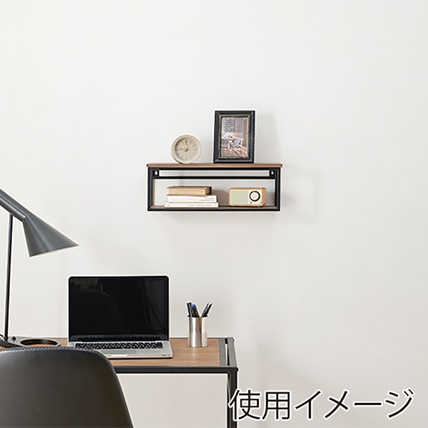 萩原 壁掛けラック 幅45cm ブラウン KR-3860BK 1台(ご注文単位1台)【直送品】