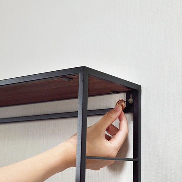 萩原 壁掛けラック 幅80cm ブラウン KR-3862BK 1台(ご注文単位1台)【直送品】