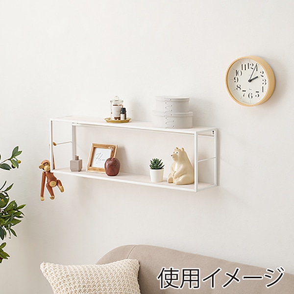 萩原 壁掛けラック 幅80cm ホワイトウォッシュ KR-3862WH 1台(ご注文単位1台)【直送品】