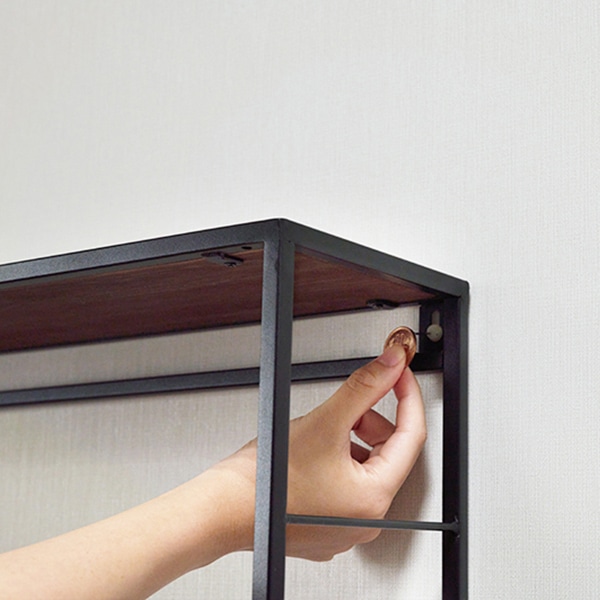 萩原 壁掛けラック　幅45cm ブラウン KR-3863BK 1台（ご注文単位1台）【直送品】