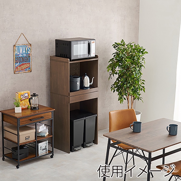 萩原 キッチンラック 幅58cm 2段オープンタイプ ブラウン RCC-1630BR 1台(ご注文単位1台)【直送品】