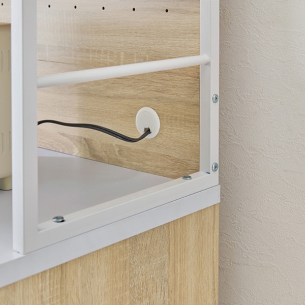 萩原 キッチンラック 大容量収納タイプ ホワイト×ナチュラル RCC-1629NA 1台(ご注文単位1台)【直送品】