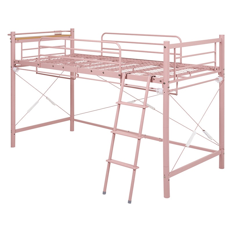 萩原 カーテンが取り付けられるロフトベッド 高さ139cm スモーキーピンク KH-3790PI 1台(ご注文単位1台)【直送品】