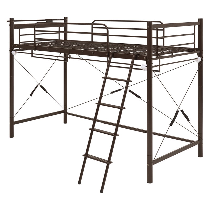 萩原 カーテンが取り付けられるロフトベッド 高さ159cm ダークブラウン KH-3791DBR 1台(ご注文単位1台)【直送品】