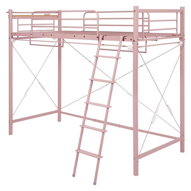 萩原 カーテンが取り付けられるロフトベッド 高さ184cm スモーキーピンク KH-3792PI 1台(ご注文単位1台)【直送品】