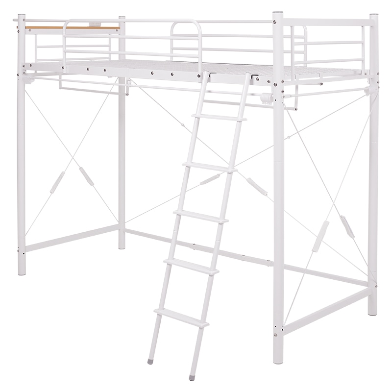 萩原 カーテンが取り付けられるロフトベッド 高さ184cm ホワイト KH-3792WH 1台(ご注文単位1台)【直送品】