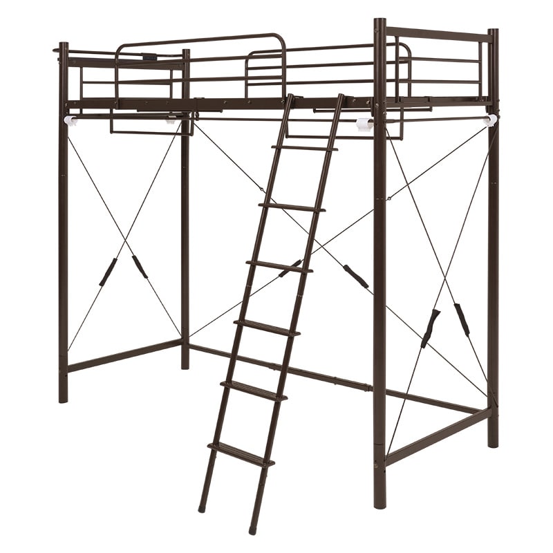 萩原 カーテンが取り付けられるロフトベッド 高さ209cm ダークブラウン KH-3793DBR 1台(ご注文単位1台)【直送品】