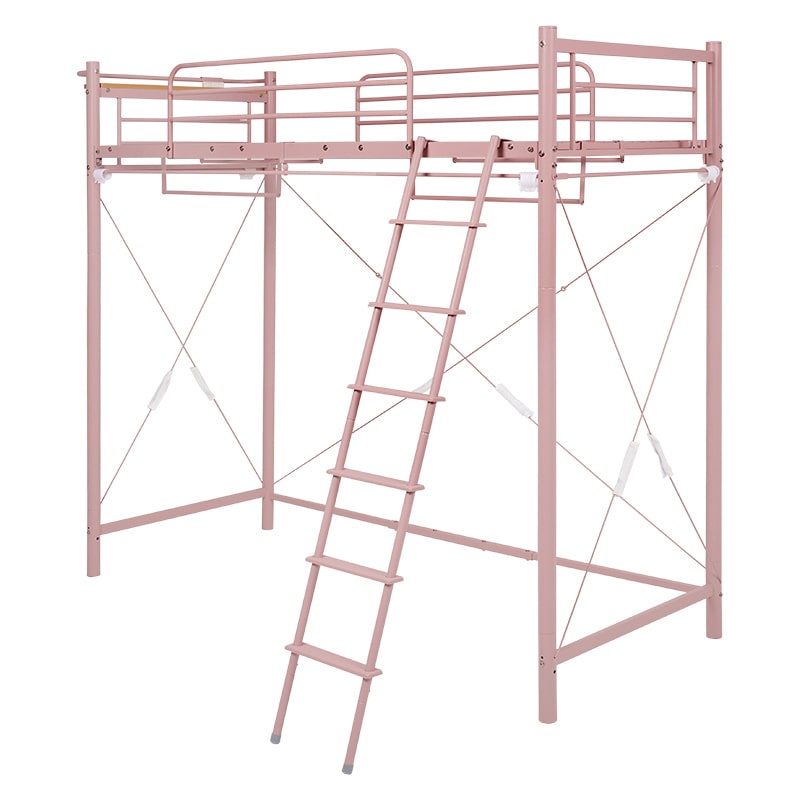 萩原 カーテンが取り付けられるロフトベッド 高さ209cm スモーキーピンク KH-3793PI 1台(ご注文単位1台)【直送品】