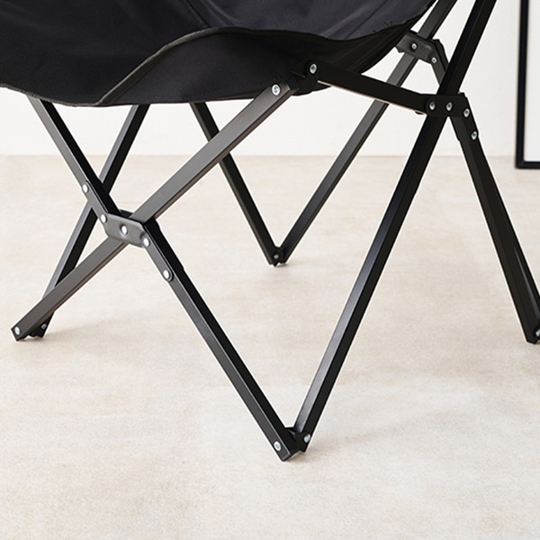萩原 フォールディングチェア アルミ製 ブラック LOC-4493-BK 1台(ご注文単位1台)【直送品】