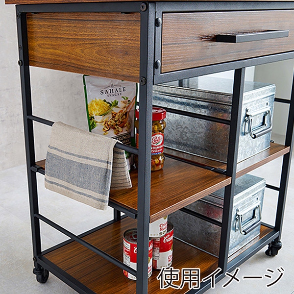 萩原 キッチンワゴン ブラウン LW-4530BR 1台(ご注文単位1台)【直送品】