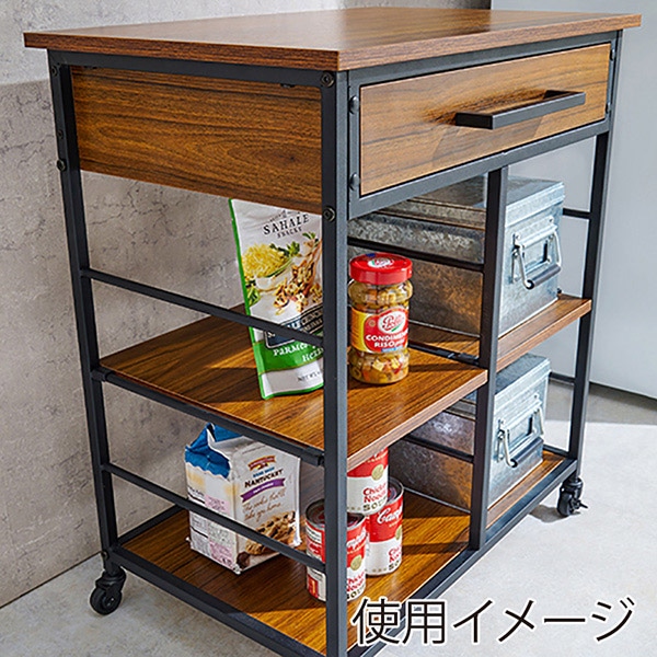 萩原 キッチンワゴン ブラウン LW-4530BR 1台(ご注文単位1台)【直送品】