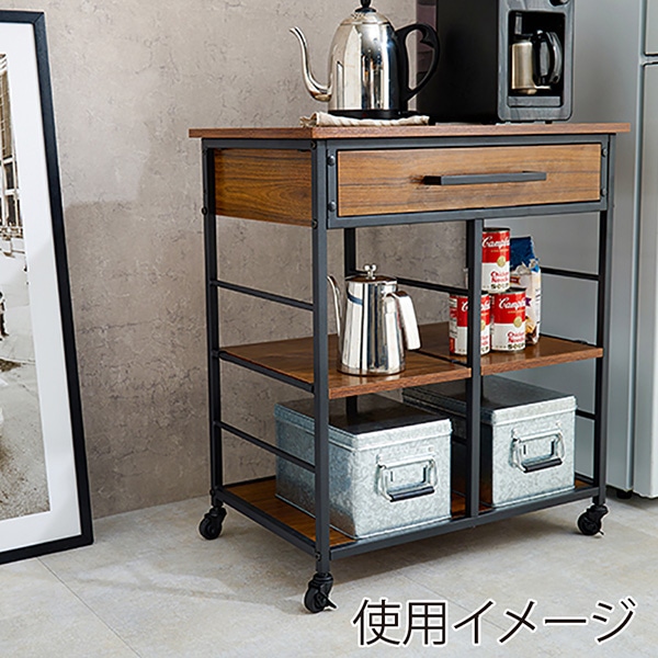 萩原 キッチンワゴン ブラウン LW-4530BR 1台(ご注文単位1台)【直送品】