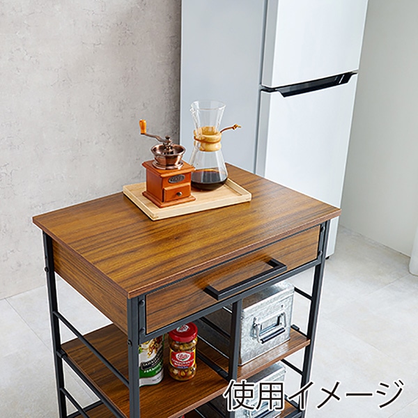 萩原 キッチンワゴン ブラウン LW-4530BR 1台(ご注文単位1台)【直送品】