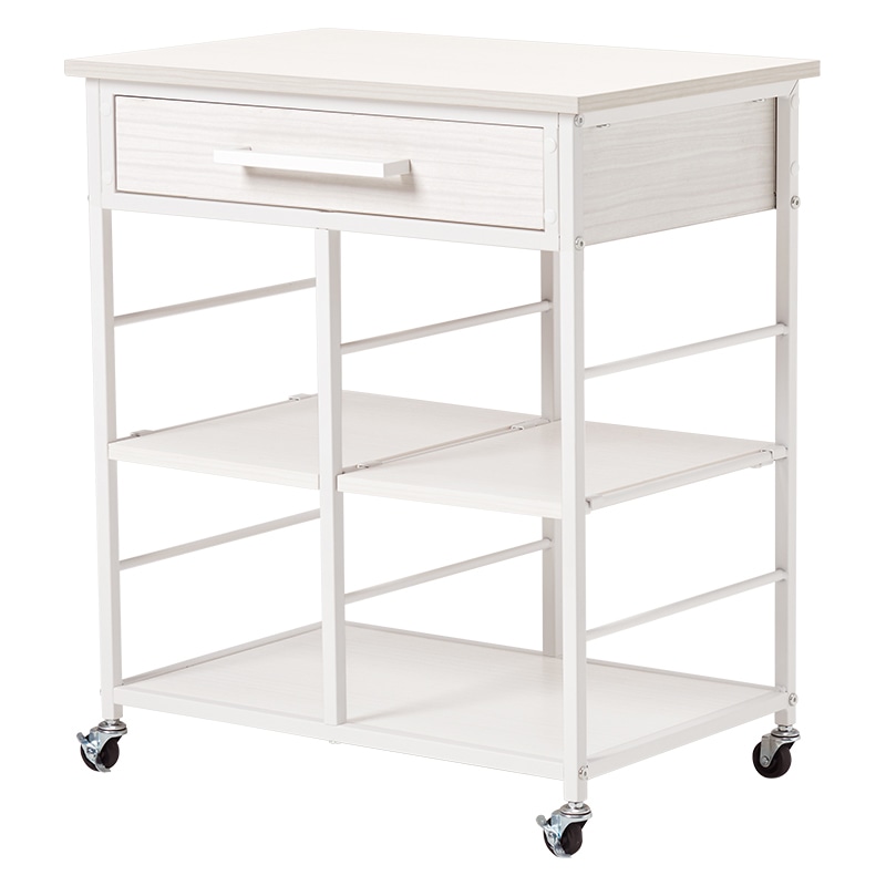 萩原 キッチンワゴン ホワイト LW-4530WH 1台(ご注文単位1台)【直送品】