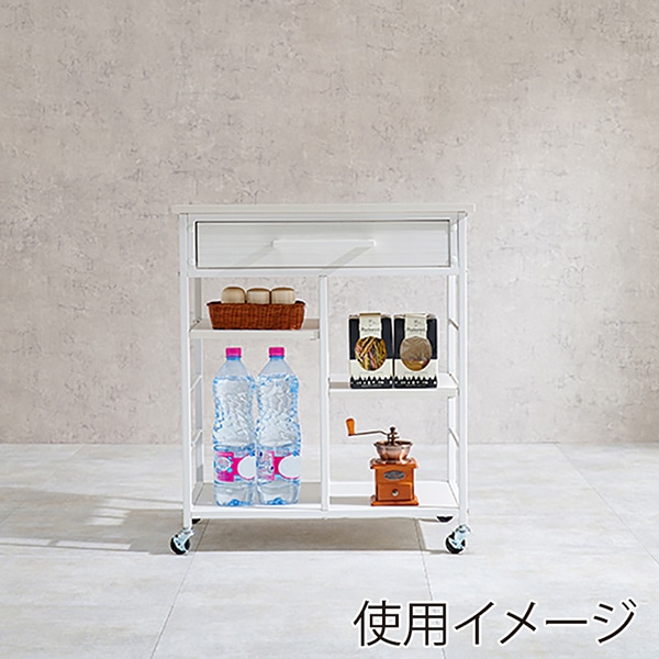 萩原 キッチンワゴン ホワイト LW-4530WH 1台(ご注文単位1台)【直送品】