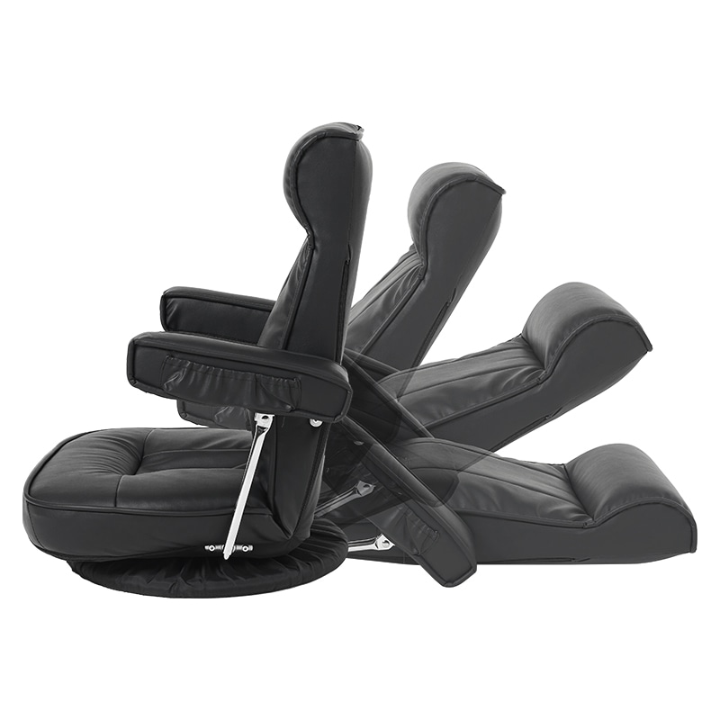 萩原 回転座椅子 14段階リクライニング ブラック LZ-4081PBK 1台(ご注文単位1台)【直送品】