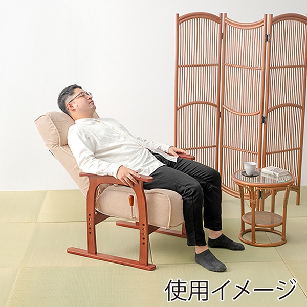 萩原 高座椅子 14段階リクライニング アイボリー LZ-4403IV 1台(ご注文単位1台)【直送品】