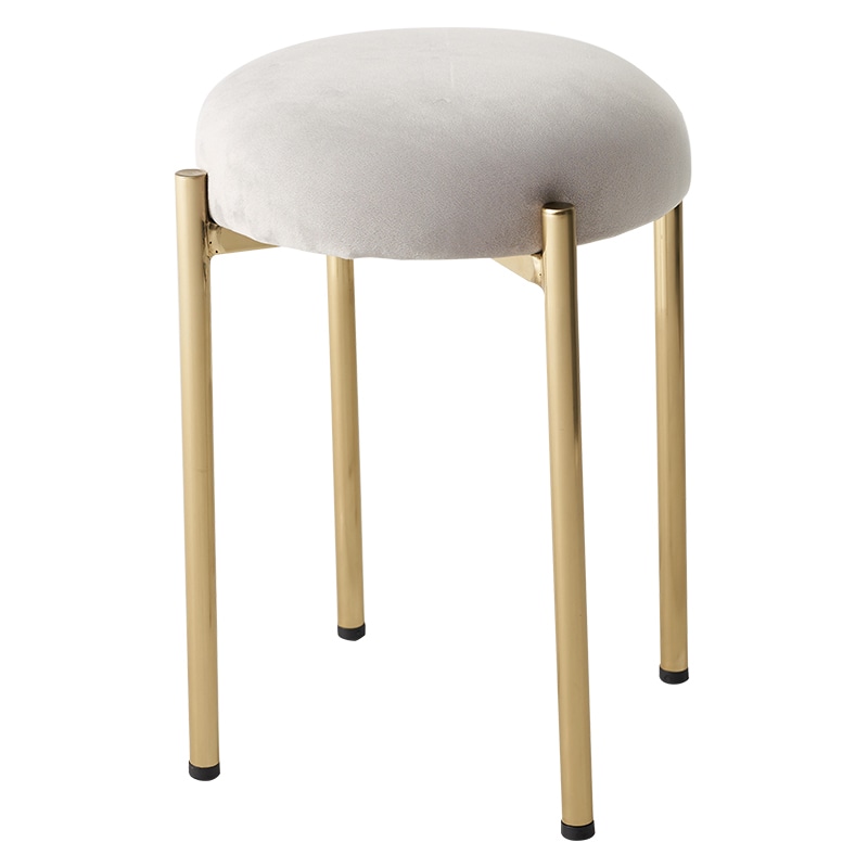 萩原 ベロア調スツール 幅34cm ライトグレー LS-4761LGY 1台(ご注文単位1台)【直送品】