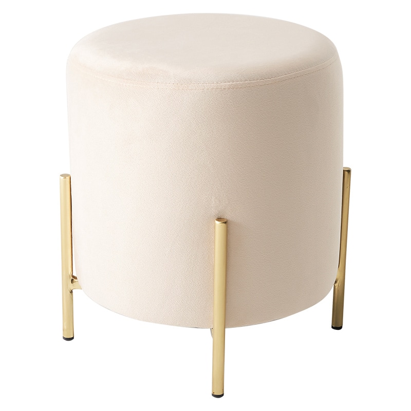 萩原 ベロア調スツール 幅39.5cm アイボリー LS-4762IV 1台(ご注文単位1台)【直送品】