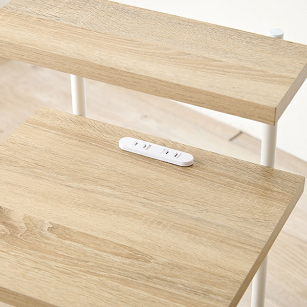 萩原 ラタン調ナイトテーブル ナチュラル×ホワイト KST-3174NW 1台（ご注文単位1台）【直送品】