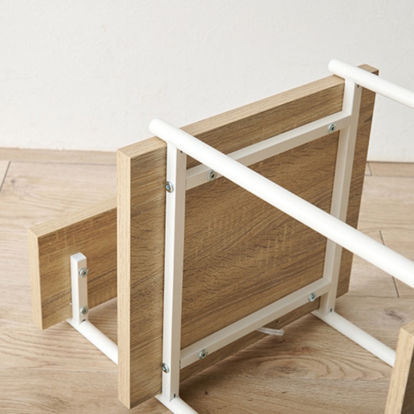 萩原 ラタン調ナイトテーブル ナチュラル×ホワイト KST-3174NW 1台（ご注文単位1台）【直送品】