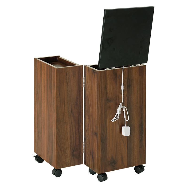 萩原 コスメワゴン 女優ライト付 ダークブラウン MUD-6679DBR 1台(ご注文単位1台)【直送品】