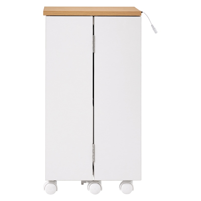 萩原 コスメワゴン 女優ライト付 ホワイト MUD-6679WH 1台(ご注文単位1台)【直送品】