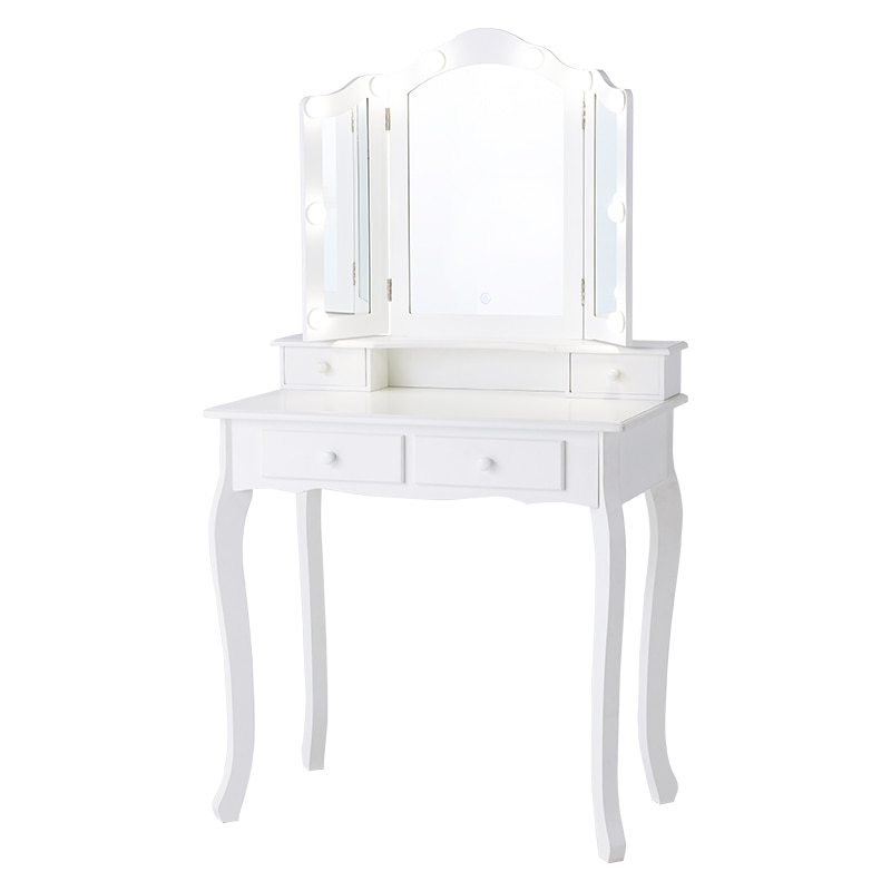 萩原 ドレッサー スツール付 幅75cm ホワイト MD-6728WH 1台(ご注文単位1台)【直送品】