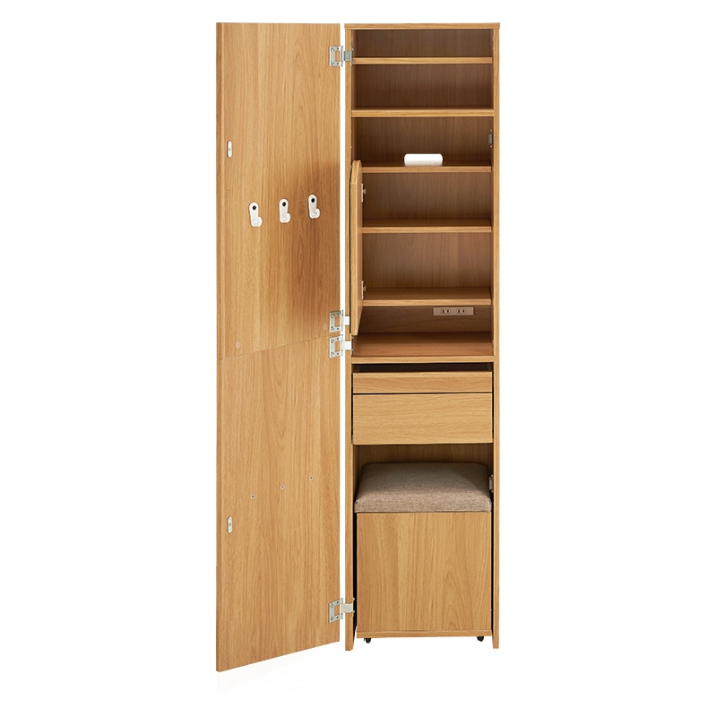 萩原 姿見ドレッサー スツール付 ナチュラル RD-1195NA 1台(ご注文単位1台)【直送品】