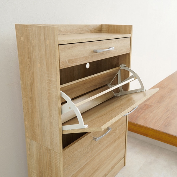 萩原 シューズラック　2段　12足収納 ナチュラル RSR-1704NA 1台（ご注文単位1台）【直送品】