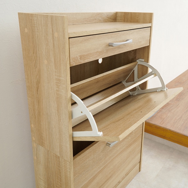 萩原 シューズラック　2段　12足収納 ナチュラル RSR-1704NA 1台（ご注文単位1台）【直送品】