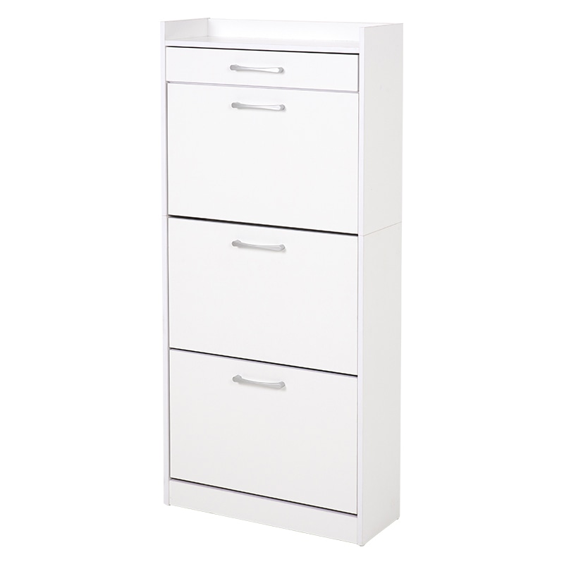 萩原 シューズラック 3段 18足収納 ホワイト RSR-1705WH 1台(ご注文単位1台)【直送品】