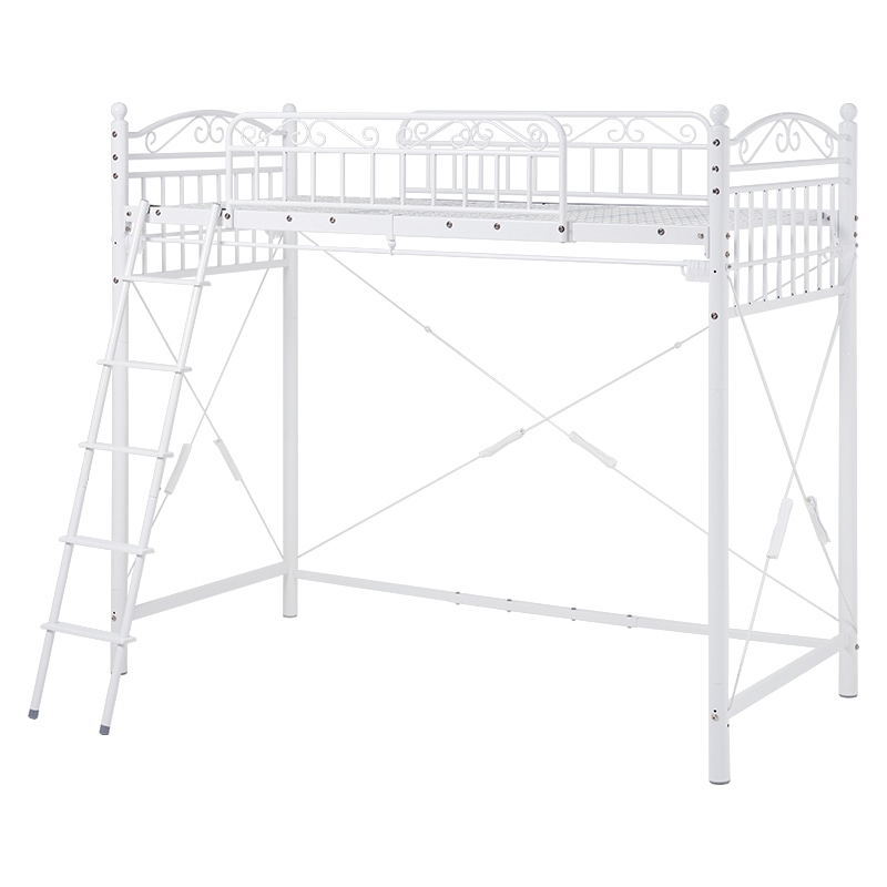 萩原 カーテンが取り付けられるロフトベッド 高さ183cm ホワイト KH-3892WH 1台(ご注文単位1台)【直送品】