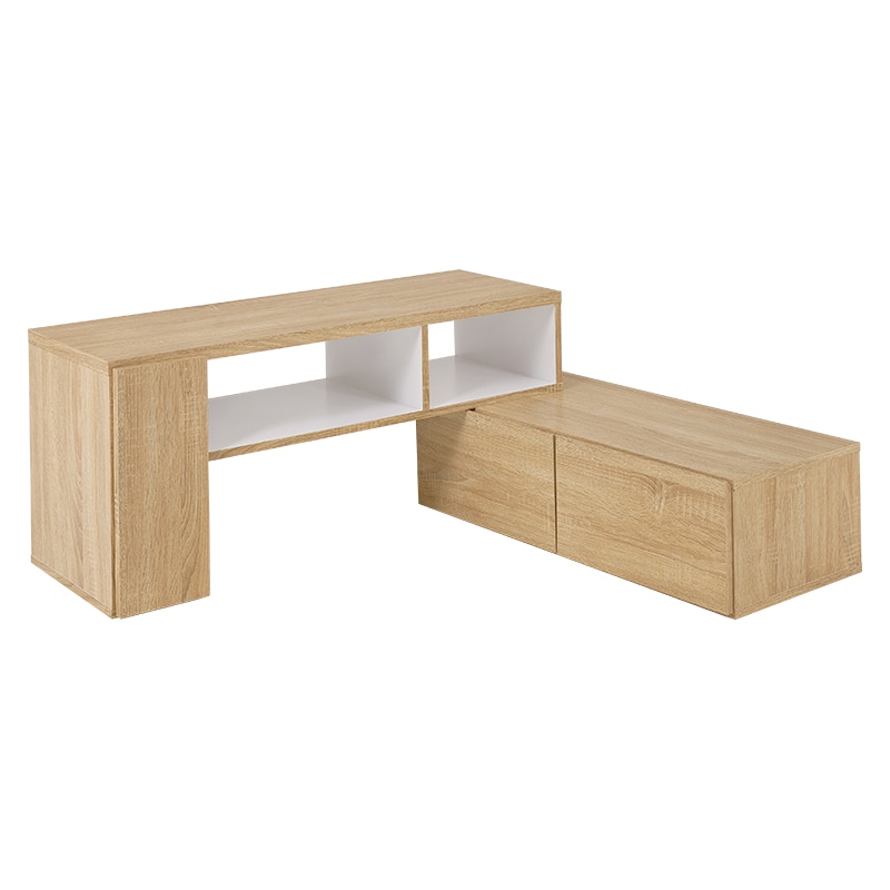 萩原 伸縮式テレビ台 ナチュラル×ホワイト VTV-7261NA 1台(ご注文単位1台)【直送品】