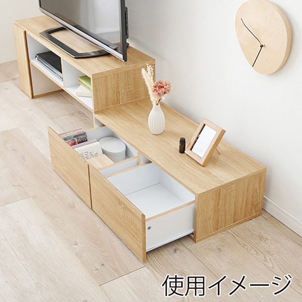 萩原 伸縮式テレビ台 ナチュラル×ホワイト VTV-7261NA 1台(ご注文単位1台)【直送品】